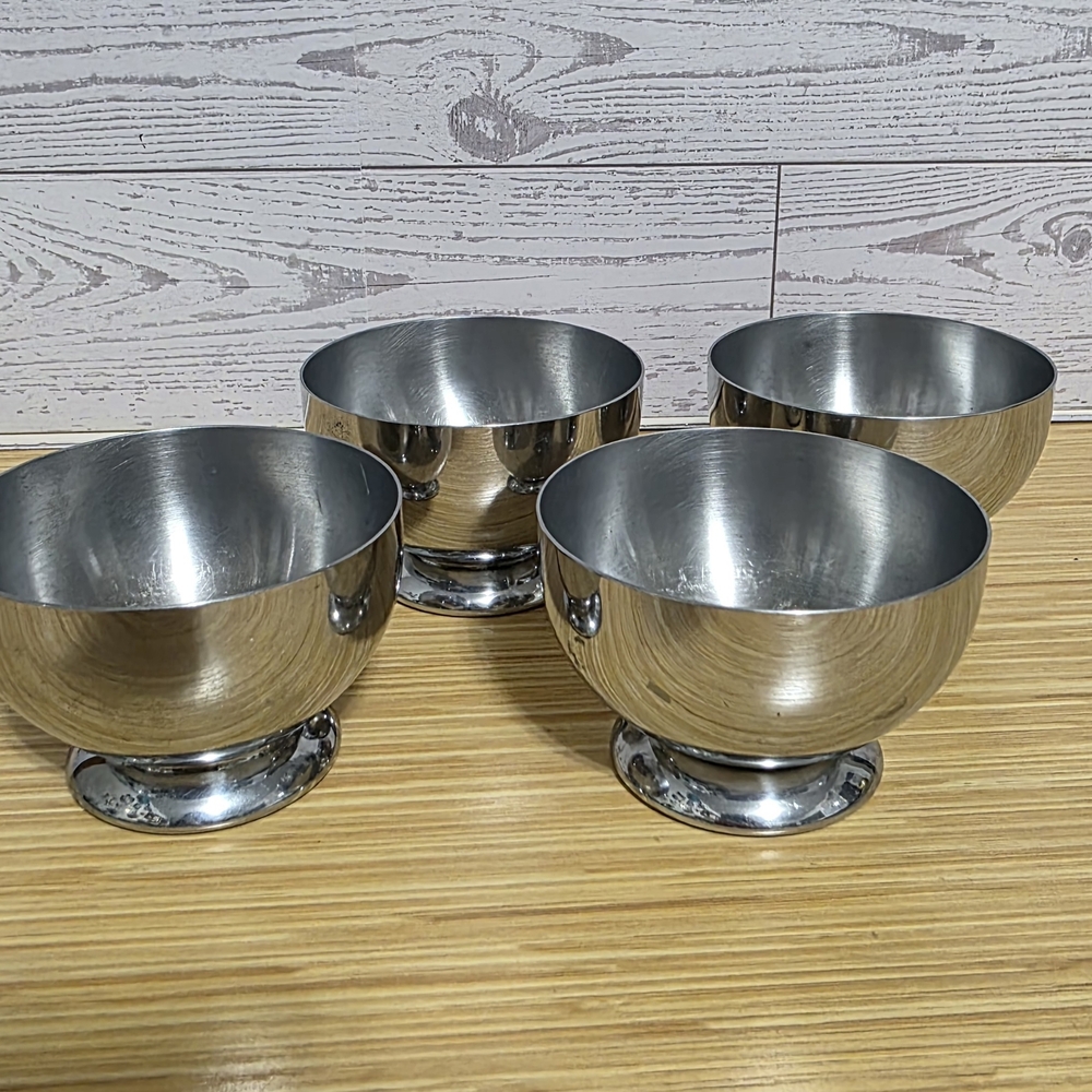 Set of Four Silver Metal Bowls